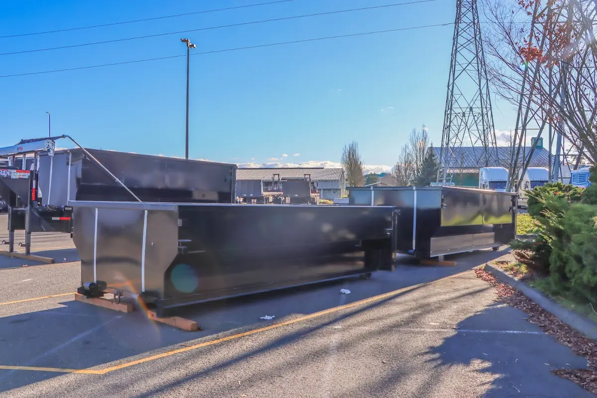 Roll-off dumpster ready for waste disposal at job site for Construction Dumpster Rental in Sturtevant